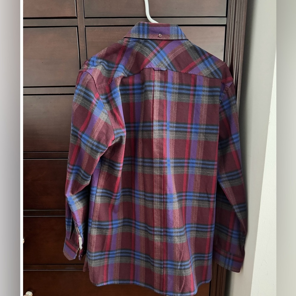 Ben Sherman Men's Long Sleeve Button Down Shirt Blue Red Plaid Size L